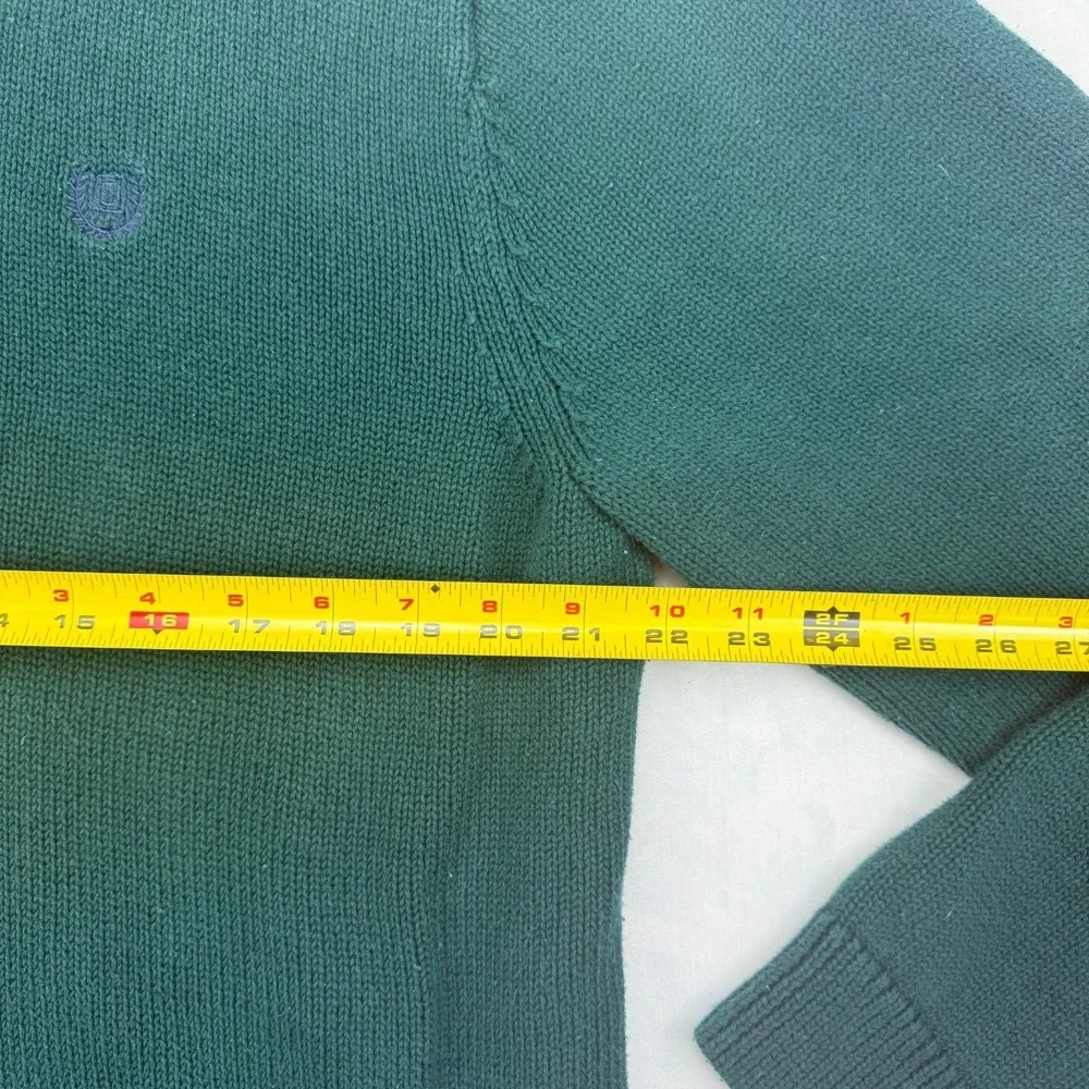 Chaps Sweater Mens XL Green Tight Knit Ribbed Hem Long Sleeve Crew Neck Pullover